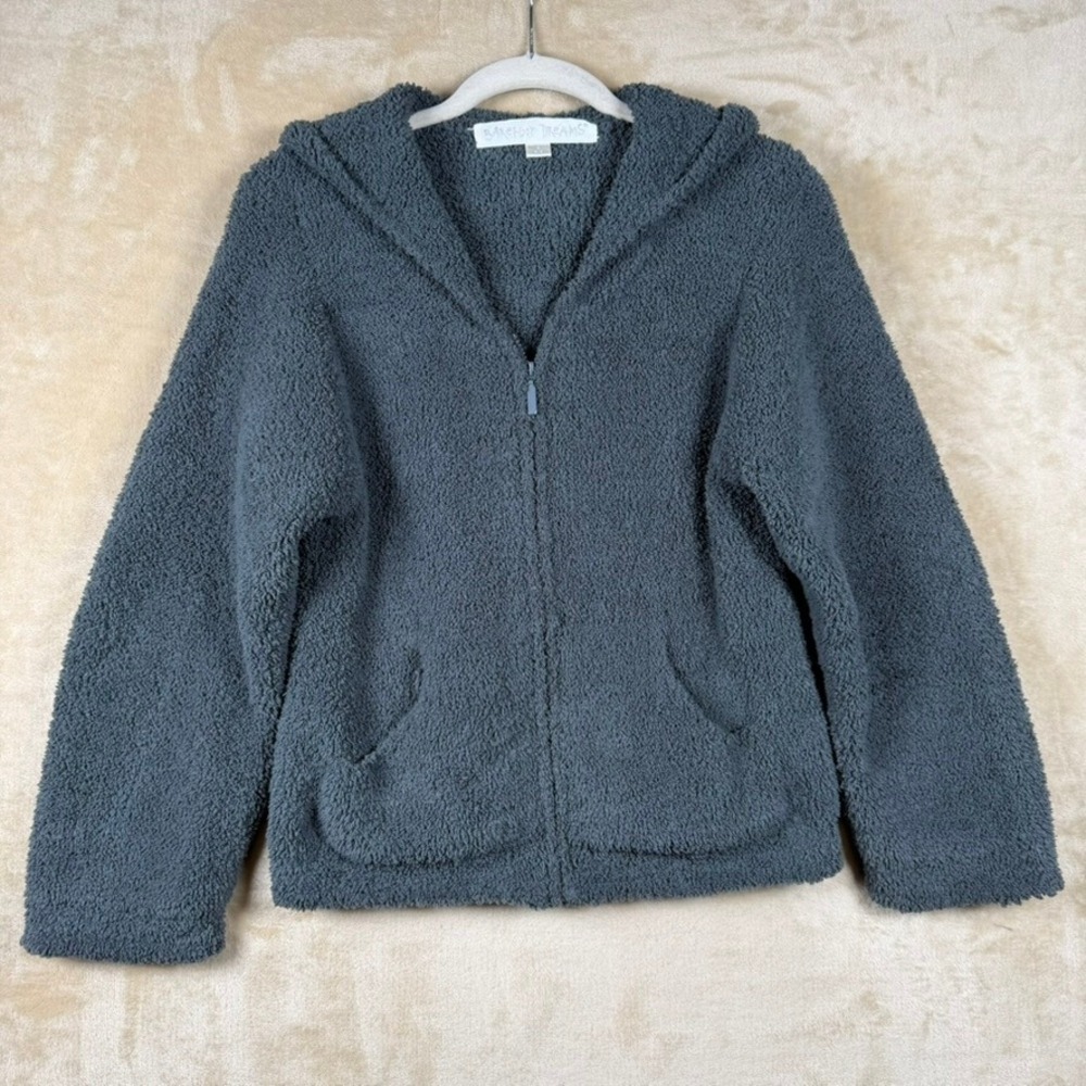 Barefoot Dreams Size Sm CozyChic Hooded Zip Up Jacket Gray Style 514 CabinCore
